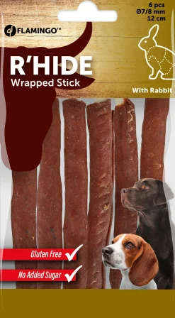 ohgreen Hond Voeding|R'hide stokjes omwikkeld met konijn 7/8mm 12cm 6st 70gr
