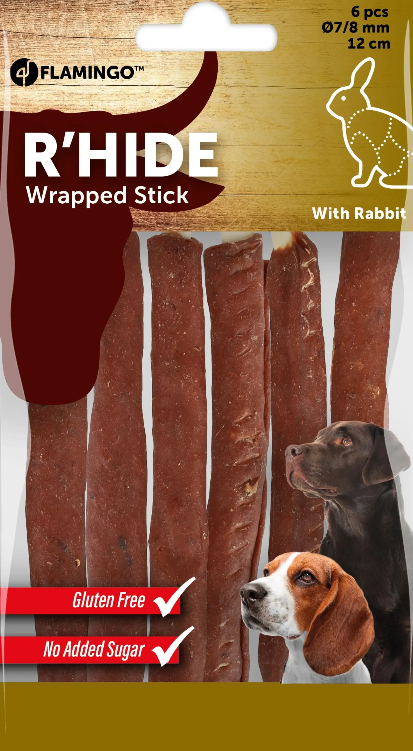 ohgreen Hond Voeding|R'hide stokjes omwikkeld met konijn 7/8mm 12cm 6st 70gr