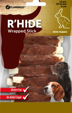 ohgreen Hond Voeding|R'hide stokjes omwikkeld met konijn 7/8mm 6cm 15st 100gr