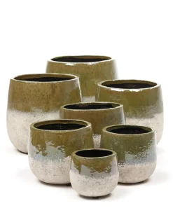 ohgreen Potten En Vazen|Rustic Pot dip 16,5x16,5x15,5 grn/znd