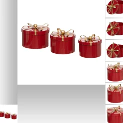 ohgreen Thema Classic|Kerstdecoratie|Set van 3 ronde metalen dozen