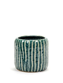 ohgreen Potten En Vazen|Sixties Pot ribbels blauw grijs d14 h12,5