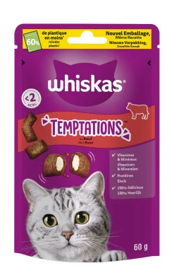 ohgreen Kat Voeding|Snacks voor katten |whiskas temptations rund 60g