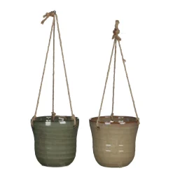 ohgreen Potten En Vazen|Stef hangpot rond taupe 2 assorti - h14xd14cm