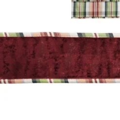 ohgreen Cadeaupapier-En Linten|Tartan fluwelen lint met afboording