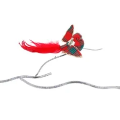 ohgreen Kerstornamenten|Tartan vliegend vogeltje met pluim op clip