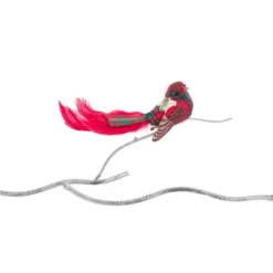 ohgreen Kerstornamenten|Tartan vogeltje met pluim op clip