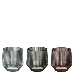 ohgreen Sfeermakers|Theelicht houder glas groen roze 3 assorti - h8xd8cm