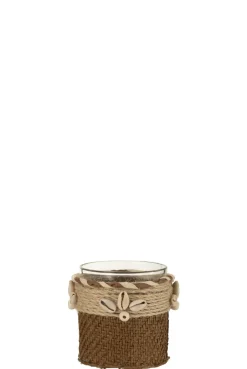 ohgreen Sfeermakers|Theelichthouder met schelpen glas bruin