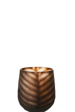 ohgreen Potten En Vazen|Vaas gekerfd glas bruin small