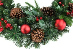 ohgreen Kerstkransen En Guirlandes Kunststof|Victoria garland cones & red deco mat l180cm