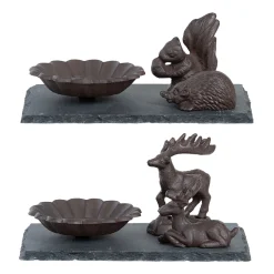 ohgreen Voederhuisjes En Aanverwanten|Vogelbad op leisteen voorzien van bosdieren