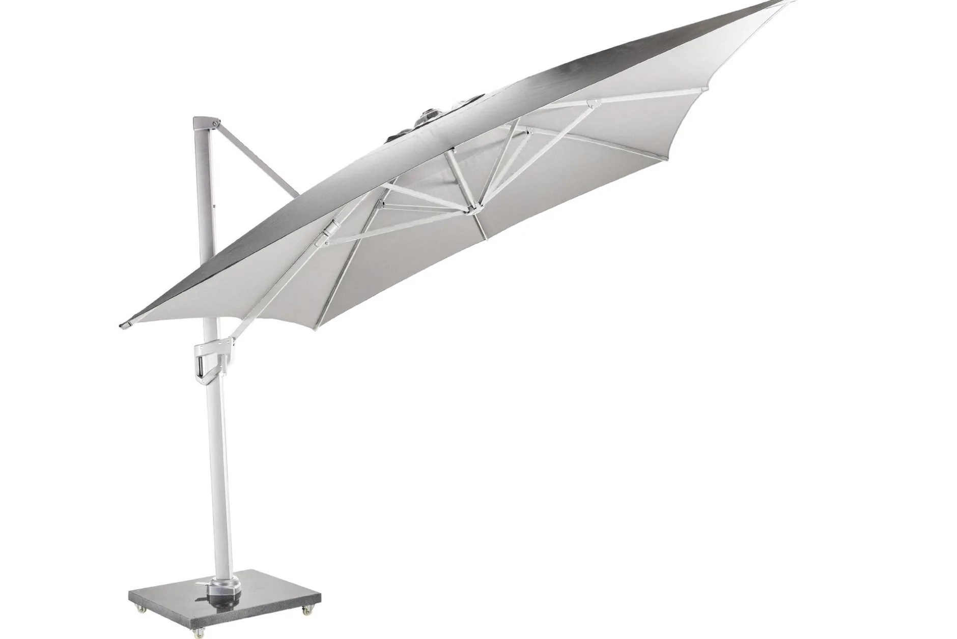 ohgreen Parasol|Zweefparasol Malaga wit-soft grijs
